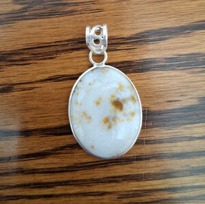 Pendant Polka Dot Agate Oval Natural Stone Sterling Silver